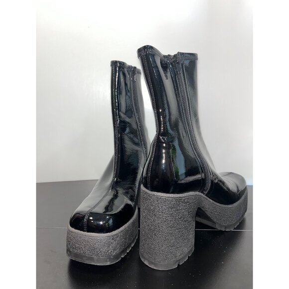 Jeffrey Campbell Womens Black‎ Patent Leather Platform Boots Chunky Heels Sz 10 - Picture 2 of 12
